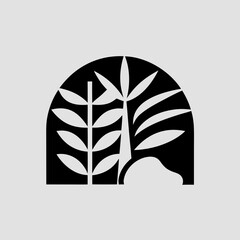 Silhouette of tropical plants in a dome isolated on © mim