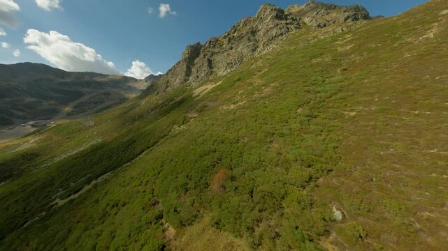Scenic mountain pass between Le&oacute;n and Asturias at high elevation