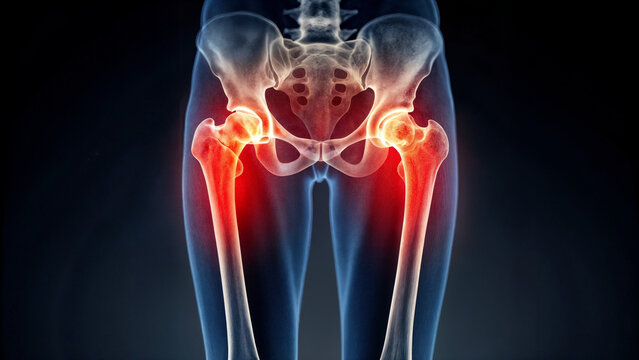 X-ray image of the hip joint. Bone inflammation