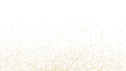 abstract gold dust magic glitter  white background. Elegant gold foil overlay for luxury design branding and festive graphics. Shine falling gold dust lights. Christmas glowing bokeh and glitter.