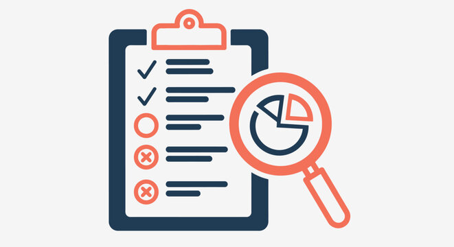 Checklist process and book illustration for project management and task completion workflow design