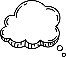 Thinking Cloud Bubble Outline - Blank Speech Bubble with Shadow and Empty Space for Text