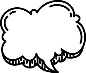 Playful hand-drawn speech bubble illustration, ideal for conveying dialogue, thoughts, or engaging messages, offering a whimsical and expressive graphic element for creative design projects