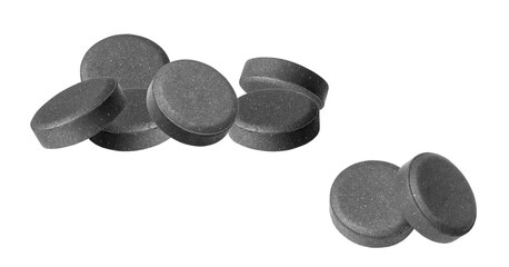 activated charcoal tablets for detoxification and digestive health, promoting natural wellness and clean living perfect for health blogs and supplement advertising