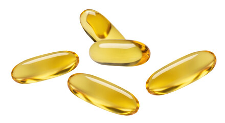 pile of golden omega-3 softgel supplements for promoting health, nutrition, dietary balance, and wellbeing for vitamin and healthcare industries promotion