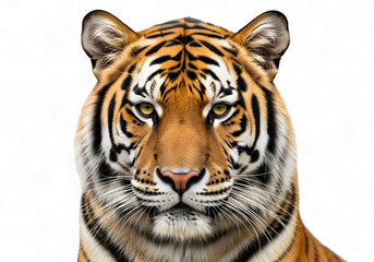 Fototapeta premium Intense gaze of a majestic tiger with striking stripes, perfect for wildlife documentaries and conservation campaigns with a powerful closeup portrait
