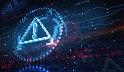Alert cyber attack symbol digital concept 3d illustration