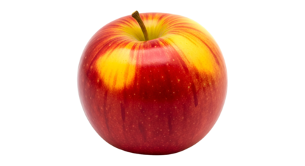Red and yellow striped apple on black background fruit