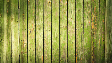 green background, the photo shows old green boards