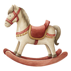 Elegant Vintage Rocking Horse Illustration for Christmas Decor