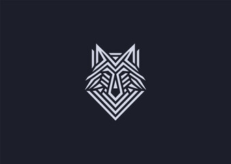 A geometric wolf head logo formed from sharp facets and structured line geometry, conveying strength, focus, and wilderness spirit, designed as a bold modern vector concept