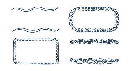 Collection of Hand-Drawn Wavy Borders, Frames, and Decorative Line Dividers in a Sketchy Outline Style for Creative Design Projects