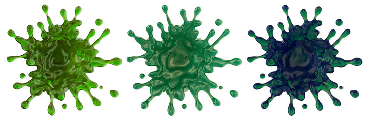 Natural plant extract splashes set. Glossy drops of algae extract - spirulina, chlorella, herbal serum, aloe vera gel, hemp oil. Organic beauty healthy detox, superfood, cosmetics packaging design PNG