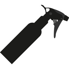 Black Silhouette of a Spray Bottle with Trigger Nozzle Isolated on Transparent Background for Cleaning or Disinfection Applications