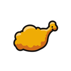 Fried Chicken, clean 2D vector flat illustration in minimal and modern style on a white background.