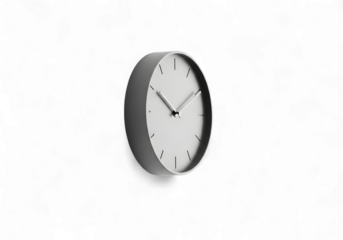 Sleek minimalist clock face with clean design elements, perfect for modern office decor and time management visuals, conveying punctuality and efficiency