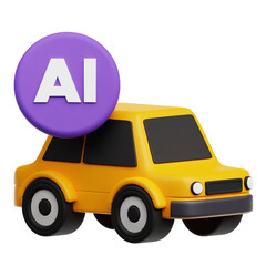 AI Car 3D Icon Isolated On The Transparent Background