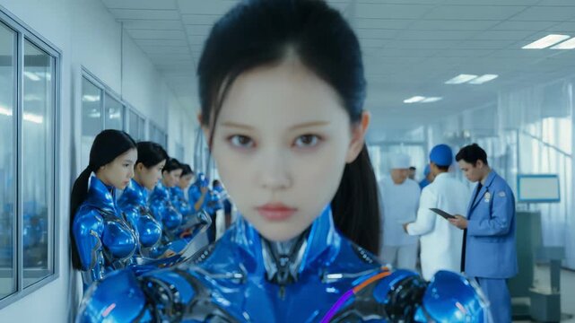 Asian futuristic humanize women robot - Artificial robotic innovation and technology concept - Models by AI generative