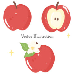 Red Apple Vector Clipart Set