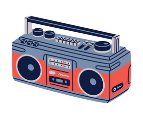 Retro Cassette Recorder for Music Listening Vector Illustration