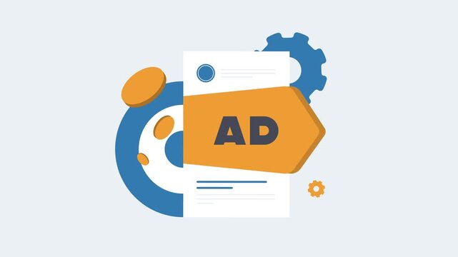 Social media ads animation shows targeted advertising with audience selection and ad interface. Social media ads animation displays campaign targeting and data driven marketing flow motion graphic