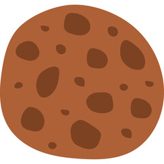 Chocolate Chip Cookie Round Flat Design Icon Transparent Background No Artificial Ingredients Baked Good Isolated Sweet Treat Delicious Macro View
