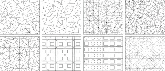 Abstract geometric patterns in a grid a collection of designs and textures for use in graphic design projects