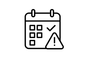 Confirmed scheduled calendar event with important alert notification outline symbol