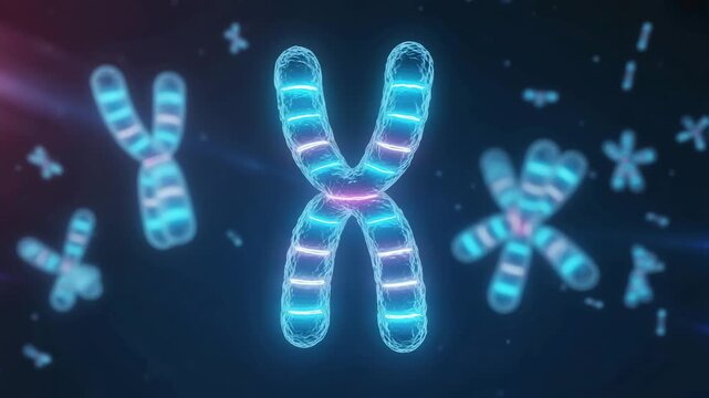 Glowing chromosomes abstract representation of genetic material for science and medicine concepts