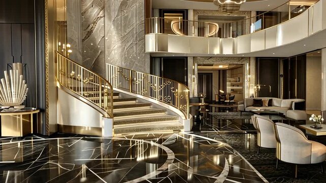 Elegant Staircase and Modern Furnishings for upscale living spaces