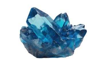 Crystalline, azure clusters, sharp edges on black background