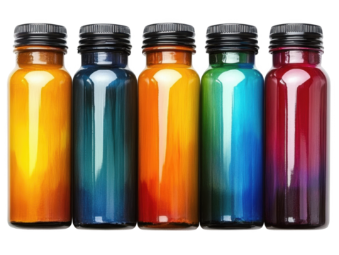 A Series of Colorful Gradient Bottles Showcasing a Vibrant Spectrum of Hues from Warm to Cool Shades for Artistic Inspirations and Creative Projects