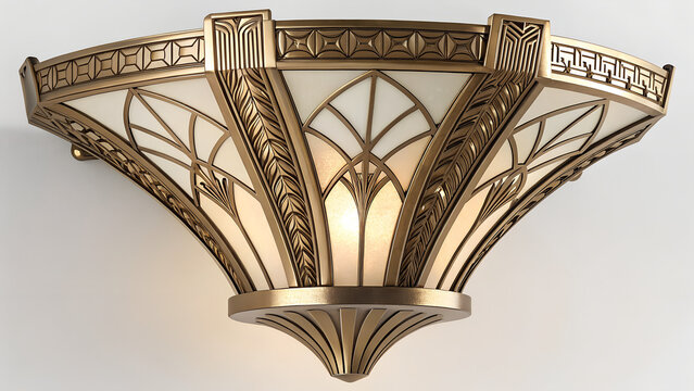 Art deco brass wall sconce light isolated
