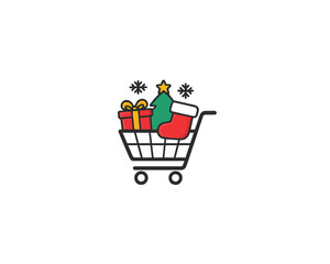 Holiday shopping cart icon vector design illustration.