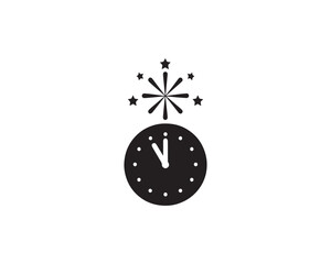 New Year countdown icon silhouette vector design illustration