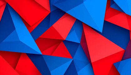 Dynamic Red and Blue Geometric Illustration, Cut Out Style