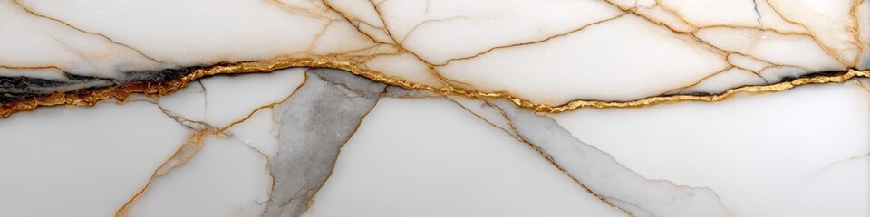 Fototapeta premium Elegant faux marble stone texture with golden veins on a pristine alabaster surface for interiors.