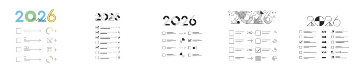 Productivity Goals 2026 Minimalist Workflow Checklist Vector Template