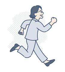 走る40代のビジネスウーマンのイラスト