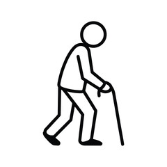 Obraz premium Elderly Man with Cane Icon - Senior Care, Aging & Mobility Aid