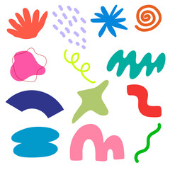 Abstract Decorative JPEG Set with Swirls, Spirals, Curved Shapes, Colorful Forms and Artistic Design Elements for Creative Projects