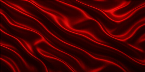 A luxurious, smooth red silk satin fabric background with flowing texture and elegant wave pattern