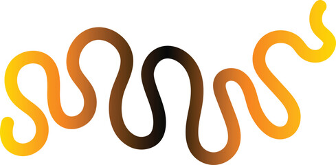 Winding gradient line illustration from yellow to brown on white background