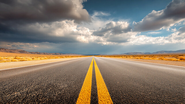 desert road stretching into horizon	