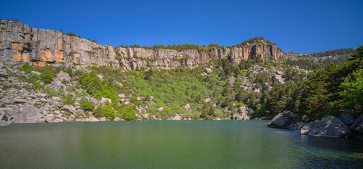 Fototapeta premium Glacial Lake, Laguna Negra y Circos Glaciares de Urbión Natural Park, Protected Area, Picos de Urbión, Soria, Castilla Y León, Spain, Europe