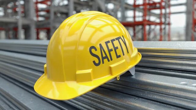 Construction hat with the word Safety.	
