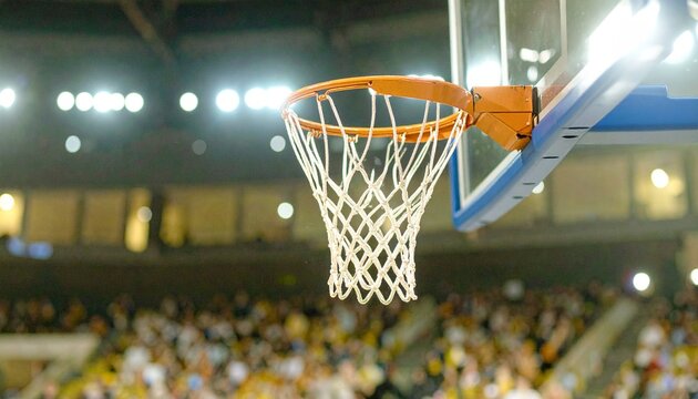 Basketball Championship. Modern Basketball Arena with Rings with Spotlight