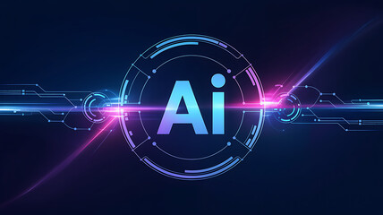 Abstract glowing blue technology background with neon lines and digital energy pattern