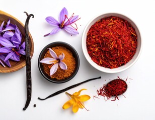 Saffron and vanilla spice arrangement