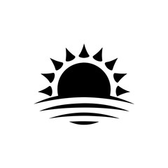 Stunning sunrise over ocean waves perfect for logo, icon, or design element in vector format